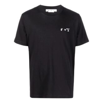 Off-White Men’ s Solid Color Round Neck Short Sleeve Black T-Shirt