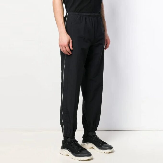 Off-White Men’ s Solid Color Side White Stripe Casual Pants/Trousers Black