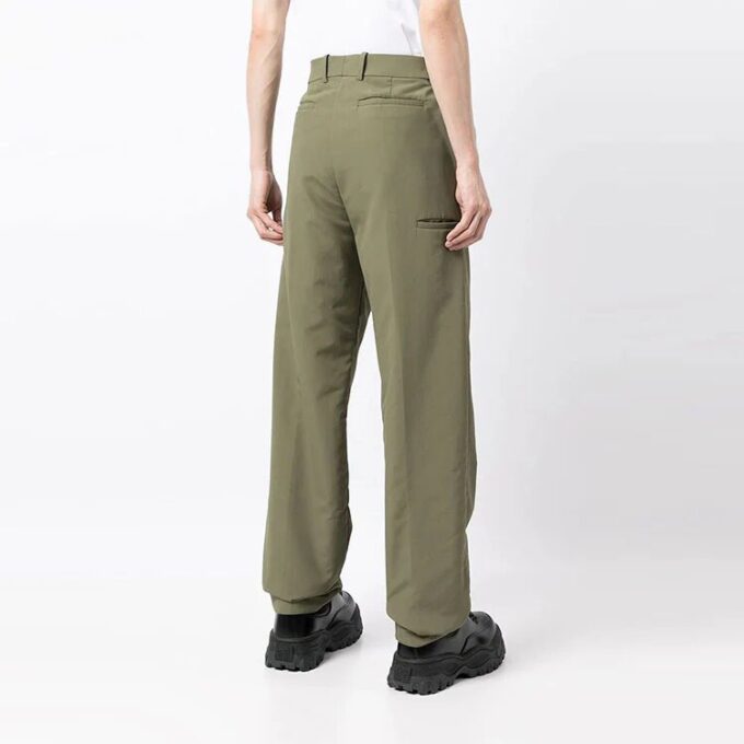 Off-White Men’ s Solid Color Straight Casual Pants/Trousers Loose Fit Green