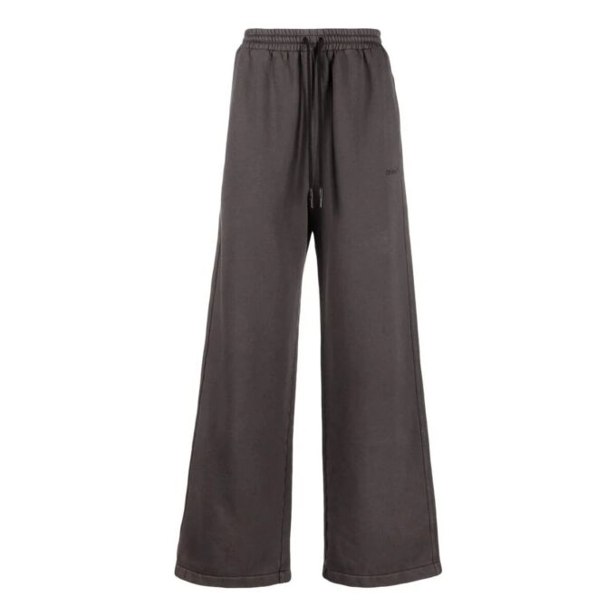 Off-White Men’ s Solid Color Stripe Printing Loose Straight Sports Pants/Trousers/Joggers Gray