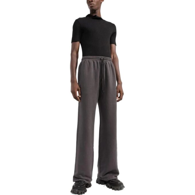 Off-White Men’ s Solid Color Stripe Printing Loose Straight Sports Pants/Trousers/Joggers Gray