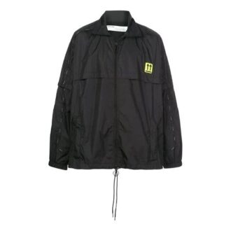 Off-White Men’ s Solid Color Zipper High Collar Thin And Light Jacket Loose Fit Black Off-White Men’ s Solid Color Zipper High Collar Thin And Light Jacket Loose Fit Black