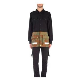 Off-White Men’ s SS21 Camouflage Colorblock Buckle Long Sleeves Jacket Loose Fit Black Off-White Men’ s SS21 Camouflage Colorblock Buckle Long Sleeves Jacket Loose Fit Black