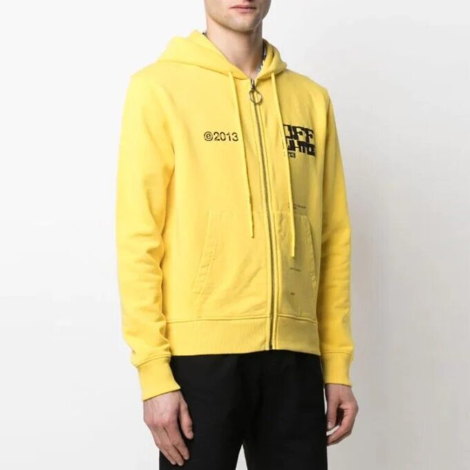 Off-White Men’ s SS21 Casual Logo Printing Zipper Ordinary Version Black