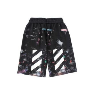 Off-White Men’ s SS21 Casual Starry Sky Splash Ink Shorts Black Off-White Men’ s SS21 Casual Starry Sky Splash Ink Shorts Black