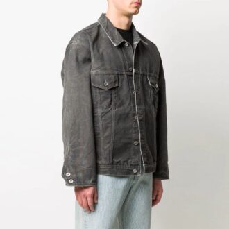 Off-White Men’ s SS21 Denim Jacket Ordinary Version Gray Off-White Men’ s SS21 Denim Jacket Ordinary Version Gray