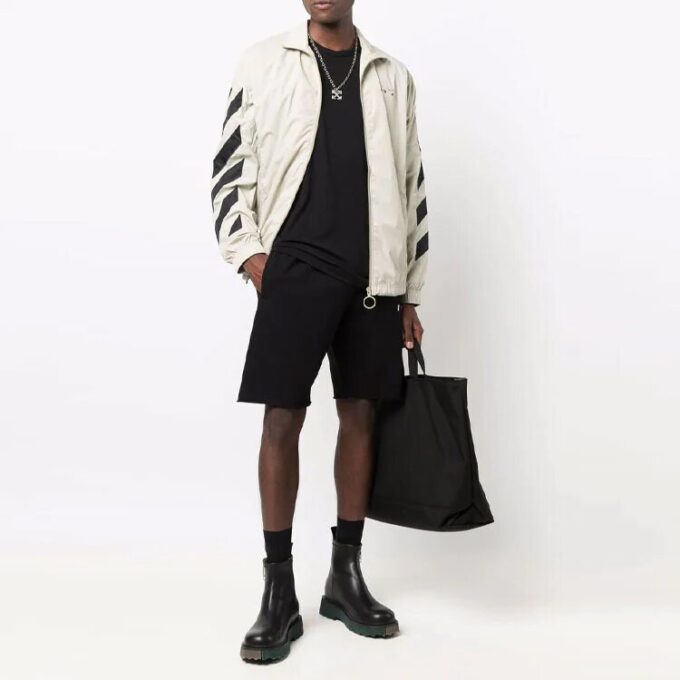 Off-White Men’ s SS21 Diagonal Stripes Pattern Printing Jacket Beige