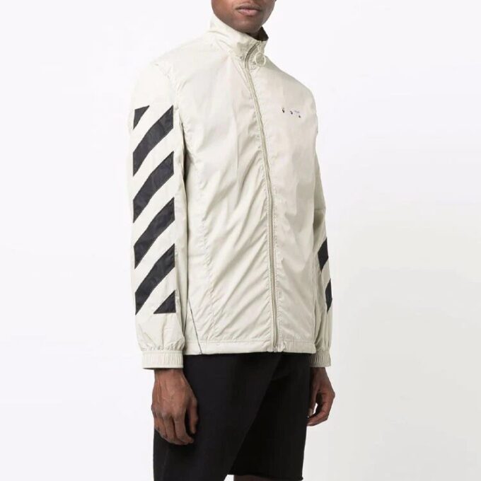 Off-White Men’ s SS21 Diagonal Stripes Pattern Printing Jacket Beige