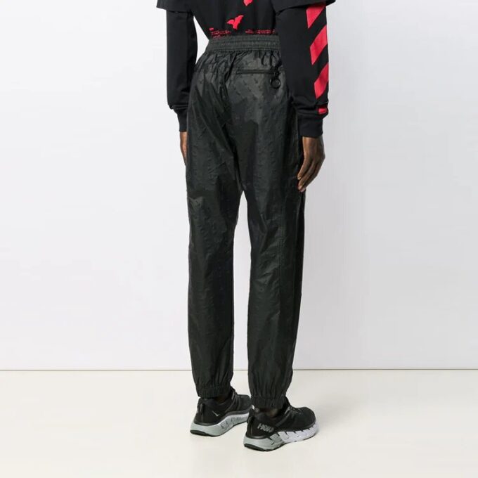 Off-White Men’ s SS21 Elastic Waistband Solid Color Sports Pants/Trousers/Joggers Loose Fit Black