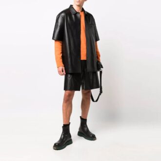 Off-White Men’ s SS21 Leather Cargo Shorts Loose Fit Black Off-White Men’ s SS21 Leather Cargo Shorts Loose Fit Black