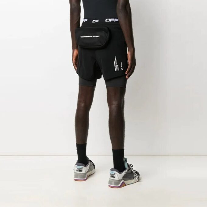 Off-White Men’ s SS21 Loose Alphabet Waist Cycling Shorts Black