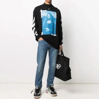Off-White Men’ s SS21 Mona Lisa Pattern Pullover Black Off-White Men’ s SS21 Mona Lisa Pattern Pullover Black
