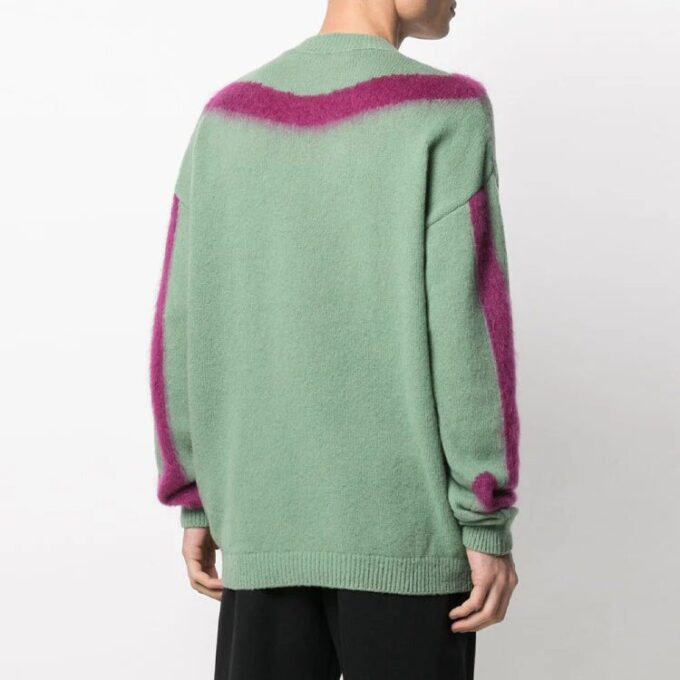 Off-White Men’ s SS21 Round Neck Pullover Intarsia Green