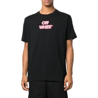 Off-White Men’ s SS22 Alphabet Logo Printing Round Neck Short Sleeve Loose Fit Black T-Shirt Off-White Men’ s SS22 Alphabet Logo Printing Round Neck Short Sleeve Loose Fit Black T-Shirt