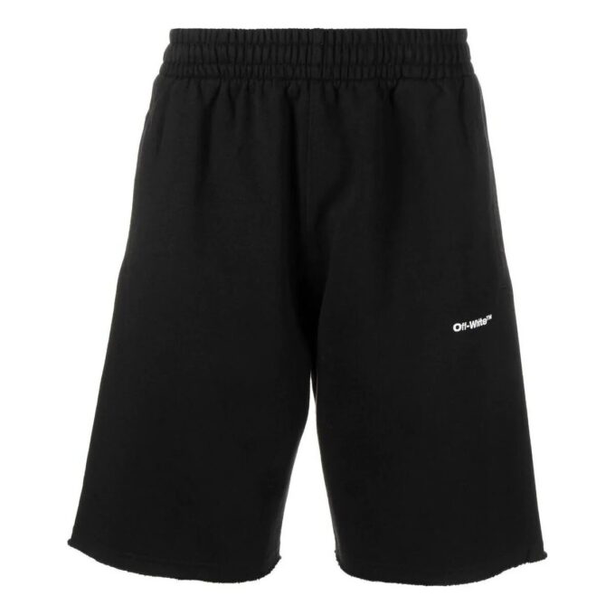 Off-White Men’ s SS22 Alphabet Logo Printing Straight Shorts Loose Fit Black