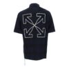 Off-White Men’ s SS22 Alphabet Printing Plaid Arrow Short Sleeve Shirt Blue