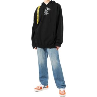 Off-White Men’ s SS22 Arrow Logo Printing Cotton Hooded Long Sleeves Version Black Off-White Men’ s SS22 Arrow Logo Printing Cotton Hooded Long Sleeves Version Black