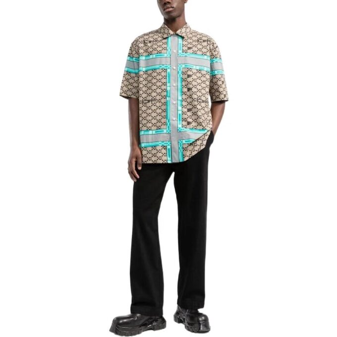 Off-White Men’ s SS22 Arrow Logo Printing Short Sleeve Shirt Beige