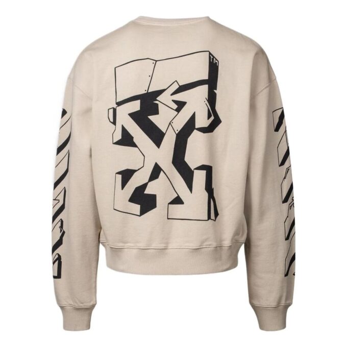 Off-White Men’ s SS22 Back Classic Logo Printing Round Neck Long Sleeves Ordinary Version