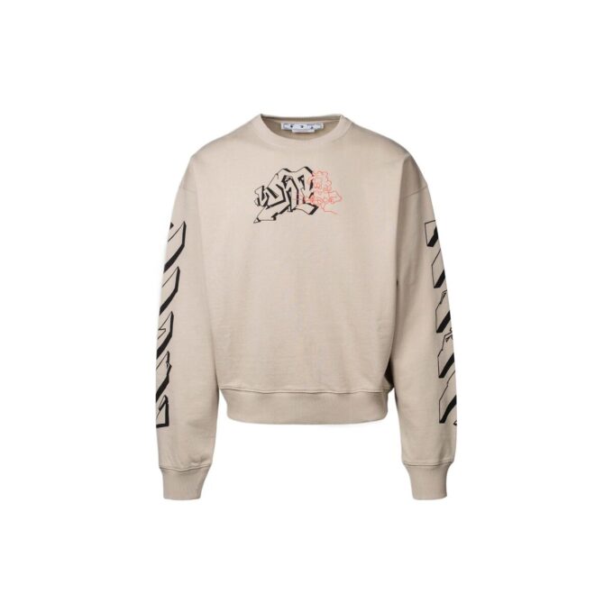 Off-White Men’ s SS22 Back Classic Logo Printing Round Neck Long Sleeves Ordinary Version