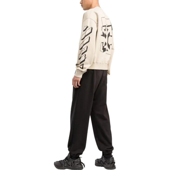Off-White Men’ s SS22 Back Classic Logo Printing Round Neck Long Sleeves Ordinary Version