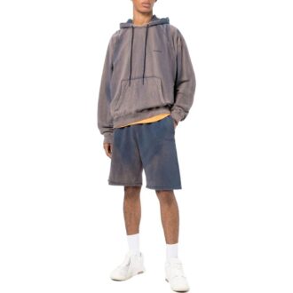 Off-White Men’ s SS22 Bleach Drawstring Lacing Straight Shorts Ordinary Version Blue