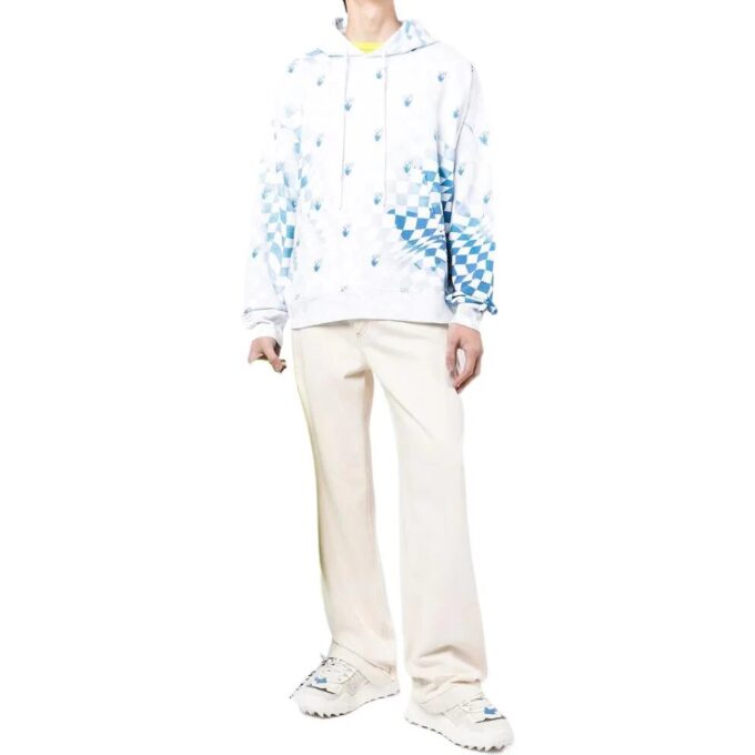 Off-White Men’ s SS22 Grid Logo Printing Pullover Version Blue White