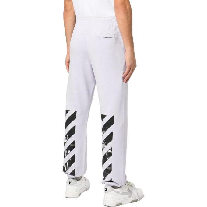 Off-White Men’ s SS22 Iconic Twill Printing Sports Pants/Trousers/Joggers Version Light Grey