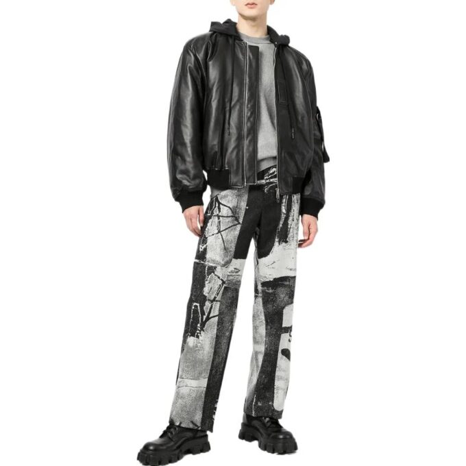 Off-White Men’ s SS22 Ink High Waist Straight Casual Pants/Trousers Loose Fit