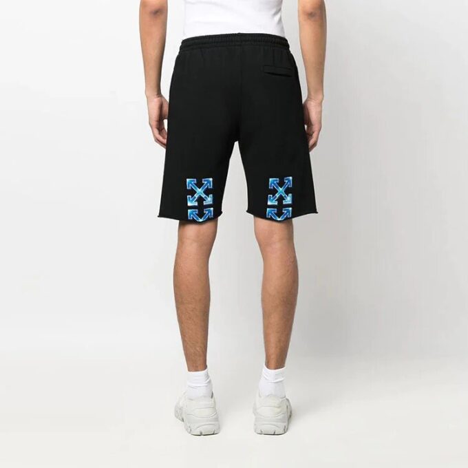 Off-White Men’ s SS22 Logo Arrow Printing Casual Straight Shorts Loose Fit Black