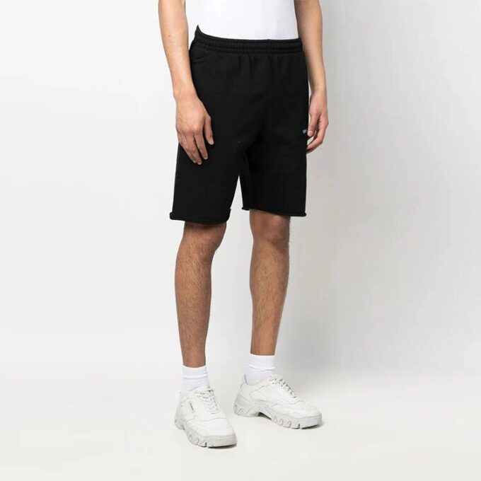 Off-White Men’ s SS22 Logo Arrow Printing Casual Straight Shorts Loose Fit Black