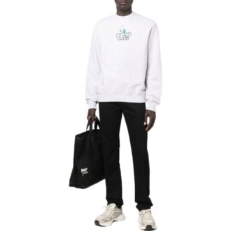 Off-White Men’ s SS22 Logo Cartoon Printing Round Neck Pullover Loose Fit Gray Off-White Men’ s SS22 Logo Cartoon Printing Round Neck Pullover Loose Fit Gray