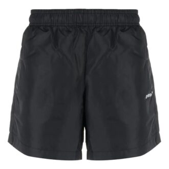 Off-White Men’ s SS22 Logo Printing Elastic Waistband Black Straight Shorts Off-White Men’ s SS22 Logo Printing Elastic Waistband Black Straight Shorts