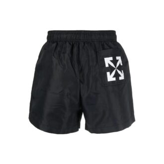 Off-White Men’ s SS22 Logo Printing Elastic Waistband Black Straight Shorts Off-White Men’ s SS22 Logo Printing Elastic Waistband Black Straight Shorts