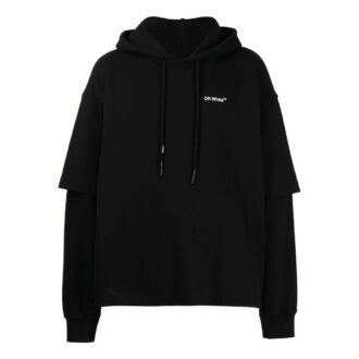 Off-White Men’ s SS22 Logo Printing Hooded Long Sleeves Version Black Off-White Men’ s SS22 Logo Printing Hooded Long Sleeves Version Black