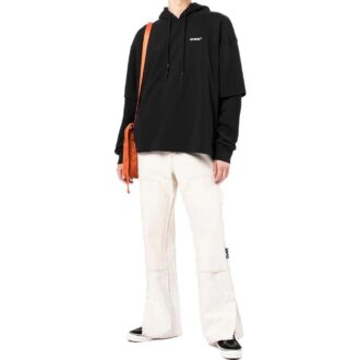 Off-White Men’ s SS22 Logo Printing Hooded Long Sleeves Version Black Off-White Men’ s SS22 Logo Printing Hooded Long Sleeves Version Black