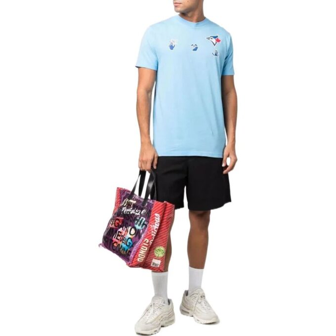 Off-White Men’ s SS22 Logo Printing Short Sleeve Blue T-Shirt