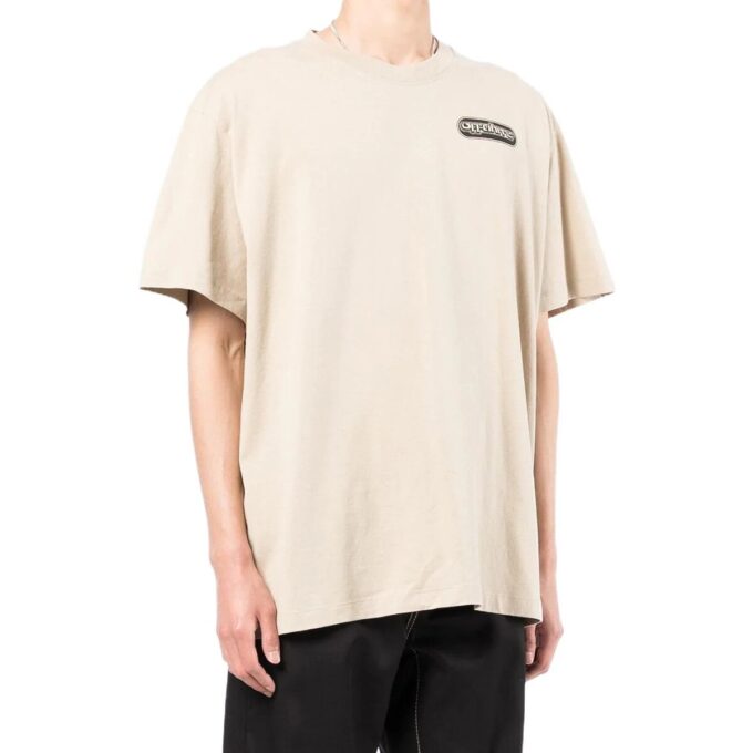 Off-White Men’ s SS22 Logo Printing Short Sleeve Loose Fit Light Brown T-Shirt