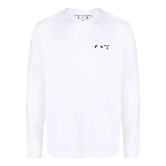 Off-White Men’ s SS22 Logo Round Neck Long Sleeves Version White