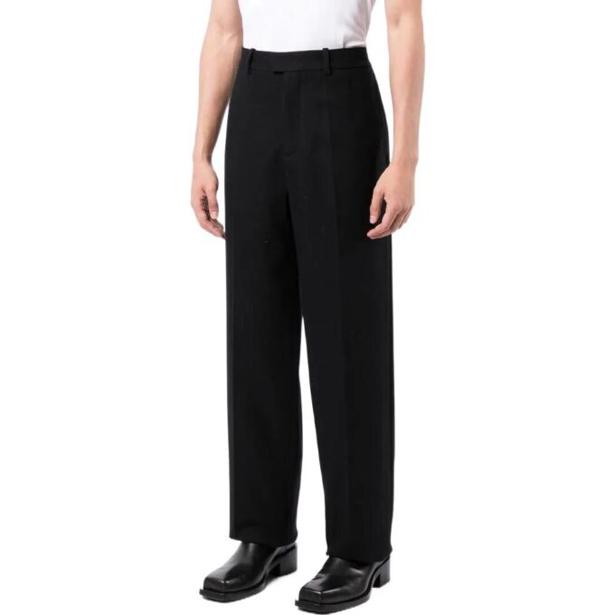 Off-White Men’ s SS22 Mid Waist Solid Color Straight Casual Pants/Trousers Version Black