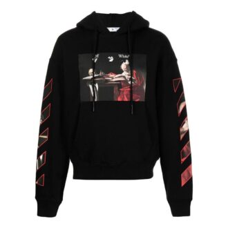 Off-White Men’ s SS22 Pattern Printing Hooded Long Sleeves Loose Fit Black Off-White Men’ s SS22 Pattern Printing Hooded Long Sleeves Loose Fit Black