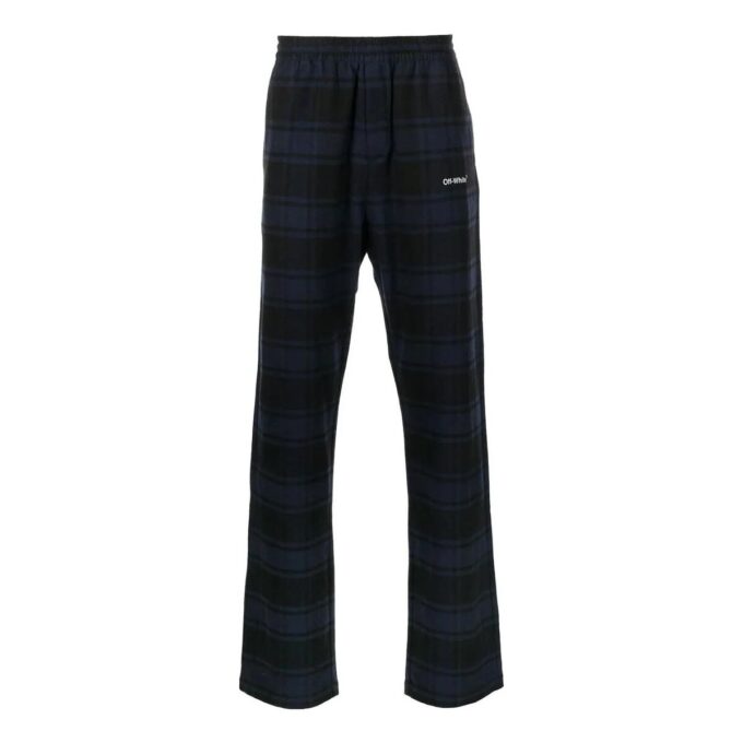 Off-White Men’ s SS22 Plaid Casual Pants/Trousers Blue Black