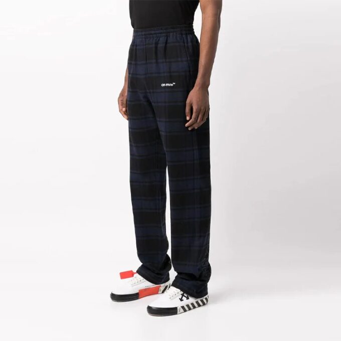 Off-White Men’ s SS22 Plaid Casual Pants/Trousers Blue Black