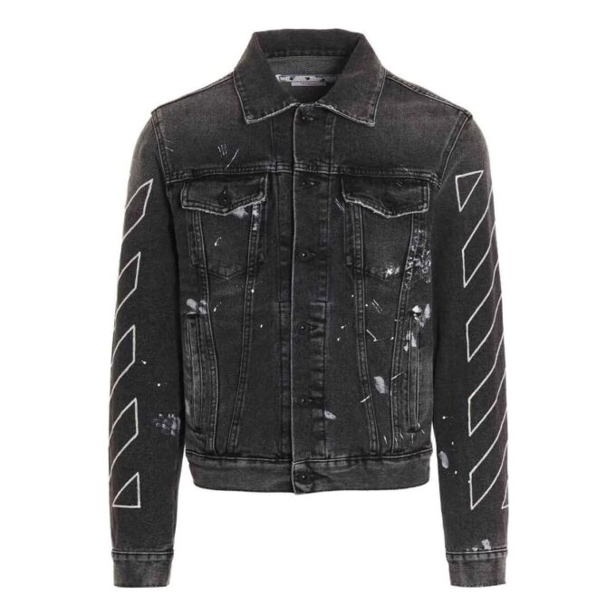 Off-White Men’ s SS22 Printing Denim Jacket Black
