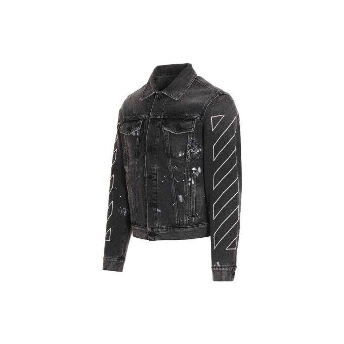 Off-White Men’ s SS22 Printing Denim Jacket Black
