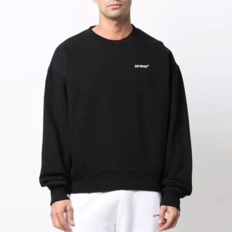 Off-White Men’ s SS22 Round Neck Pullover Arrow Pattern Printing Loose Fit Black Off-White Men’ s SS22 Round Neck Pullover Arrow Pattern Printing Loose Fit Black