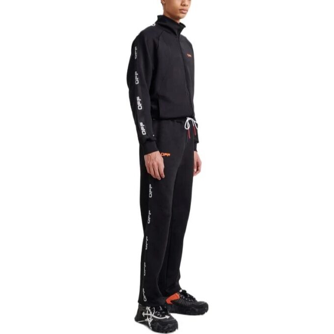 Off-White Men’ s SS22 Side Logo Lacing Straight Sports Pants/Trousers/Joggers Ordinary Version Black