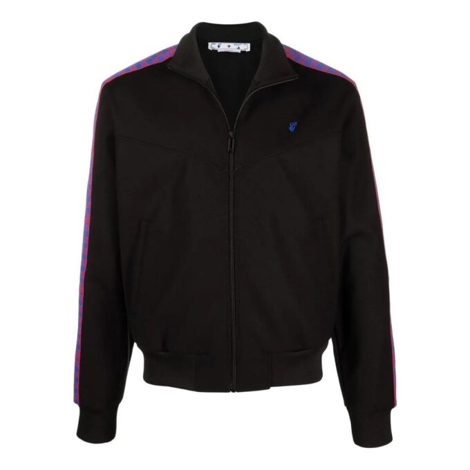 Off-White Men’ s SS22 Side Zipper Stand Collar Sports Jacket Black