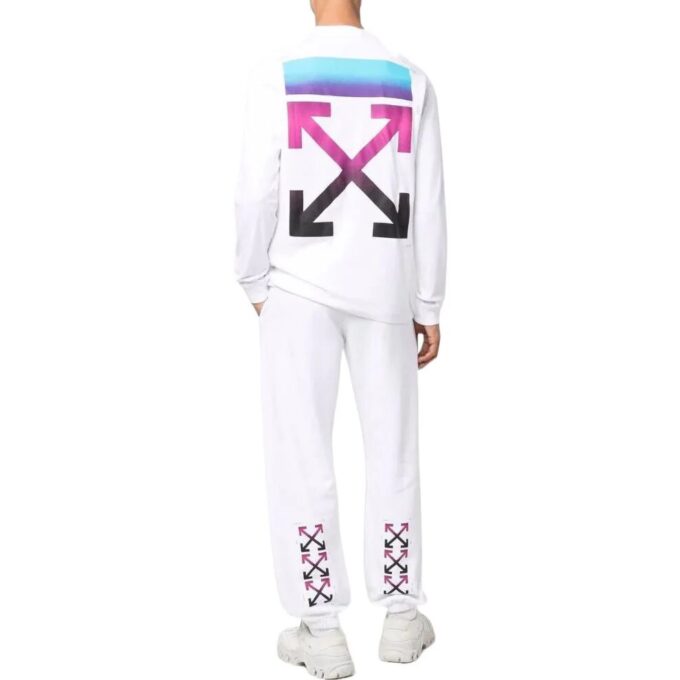 Off-White Men’ s SS22 Solid Color Arrow Pattern Sports Pants/Trousers/Joggers Loose Fit White