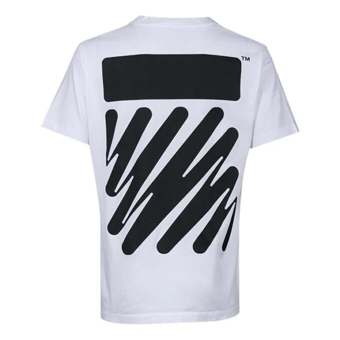 Off-White Men’ s SS22 Solid Color Cotton Zebra Printing Short Sleeve White T-Shirt